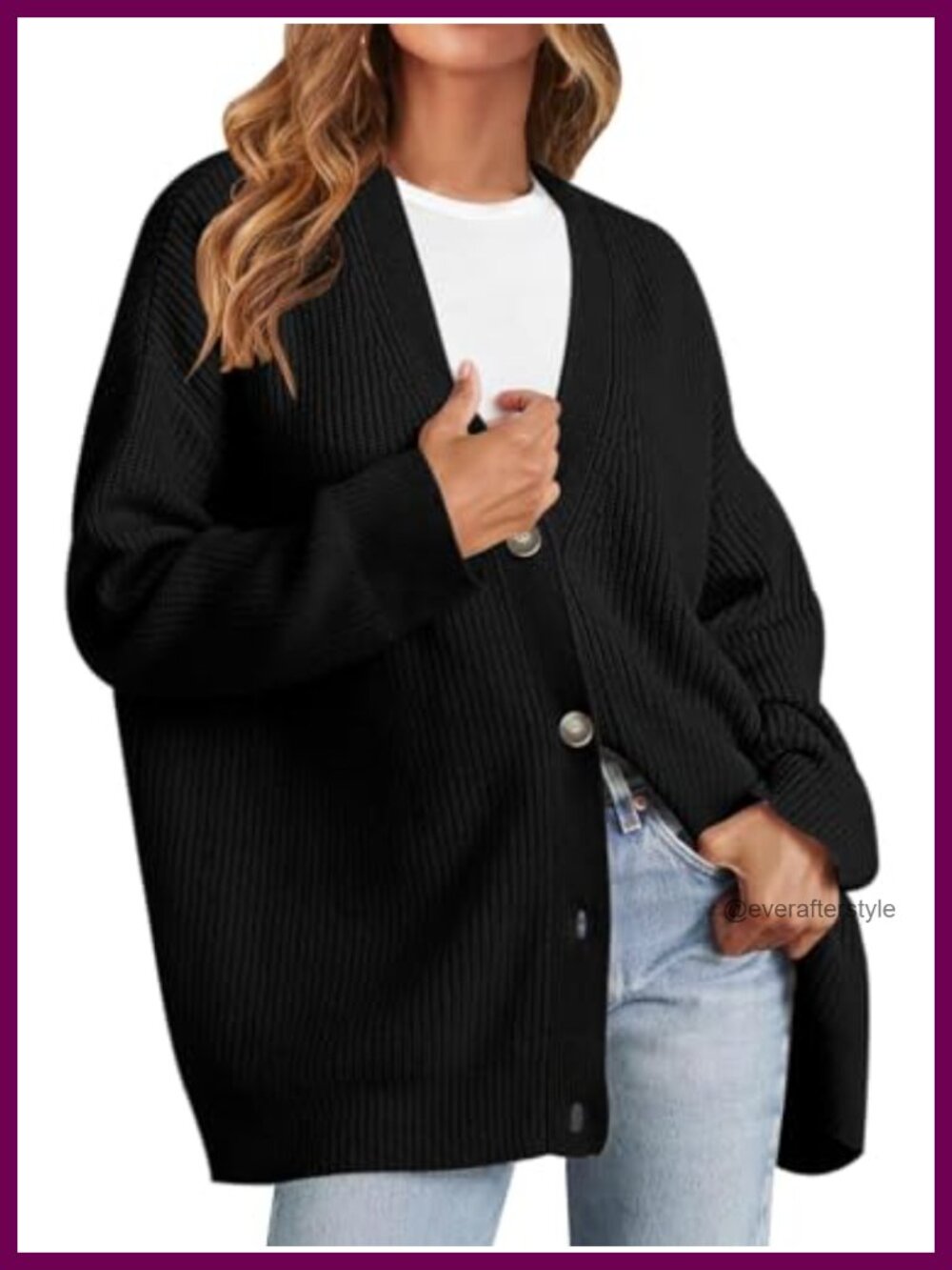 Oversized V Neck Button Down Cardigan Sweater Relaxed Fit